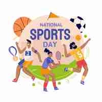 Free vector hand drawn national sports day illustration