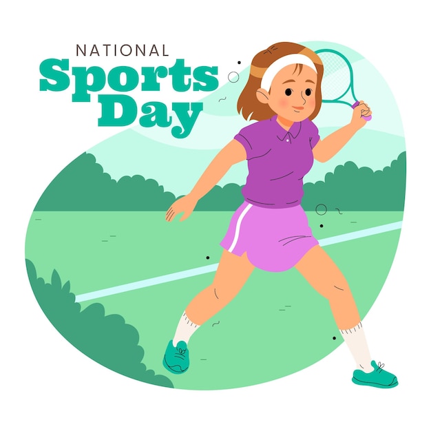 Hand drawn national sports day illustration