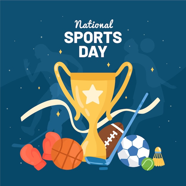 Бесплатное векторное изображение Нарисованная рукой иллюстрация дня национального спорта