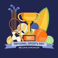 Бесплатное векторное изображение Нарисованная рукой иллюстрация дня национального спорта