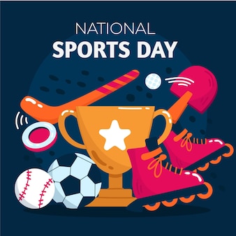 Нарисованная рукой иллюстрация дня национального спорта