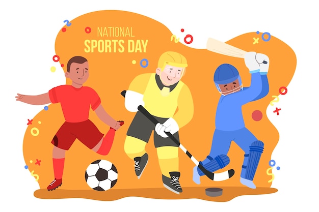 Free Vector hand drawn national sports day illustration