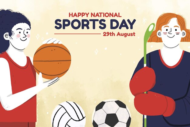 Hand drawn national sports day illustration