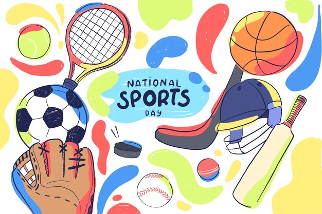 Free Vector hand drawn national sports day illustration