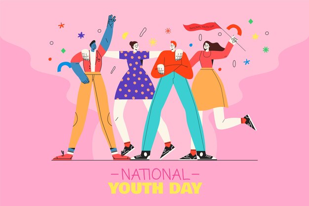 Hand drawn national youth day background