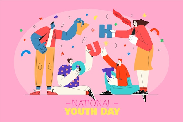 Free vector hand drawn national youth day background