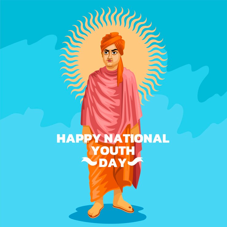 मुफ़्त वेक्टर hand drawn national youth day illustration