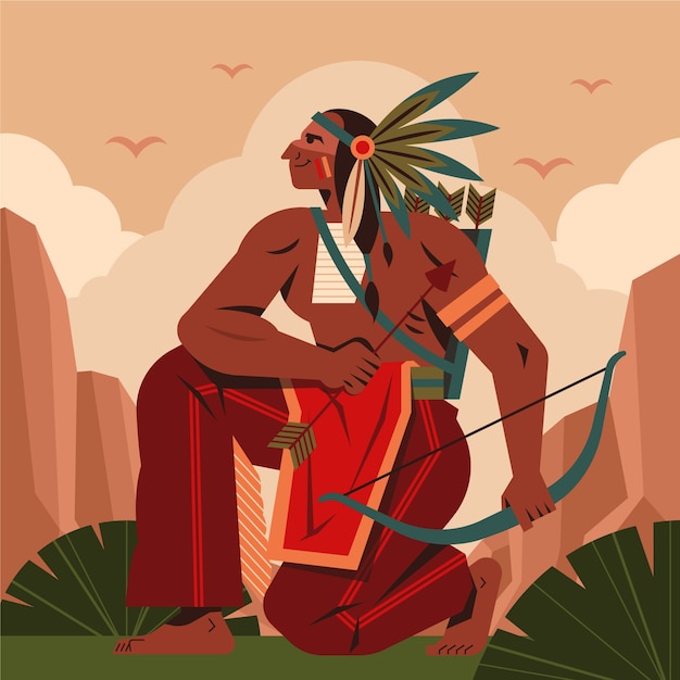 Vettore gratuito illustrazione disegnata a mano del nativo americano