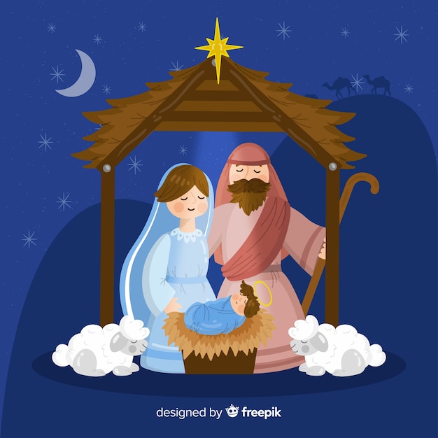 Free vector hand drawn nativity background