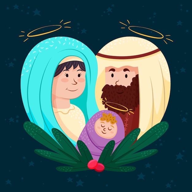 Free vector hand drawn nativity scene concept