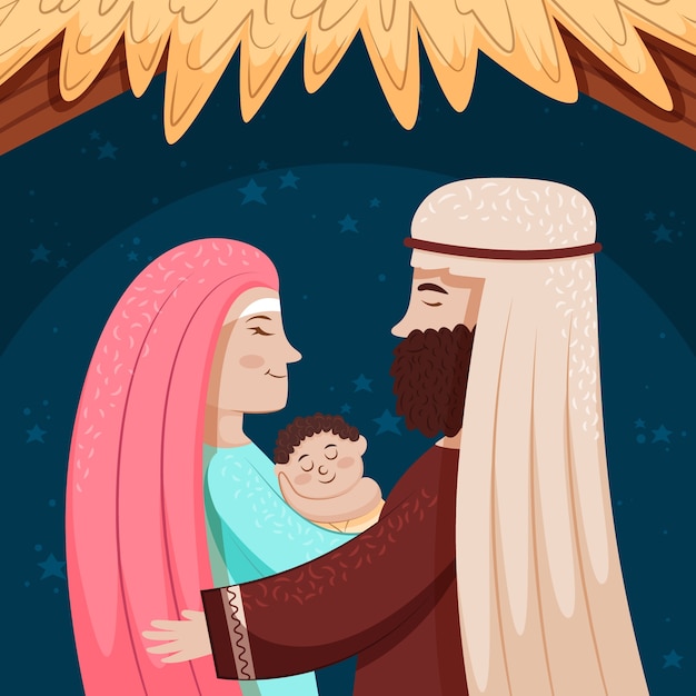 Free vector hand drawn nativity scene concept