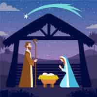 Free vector hand drawn nativity scene concept