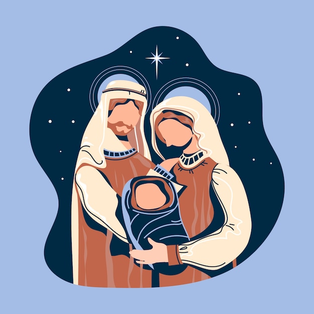 Free vector hand drawn nativity scene illustration