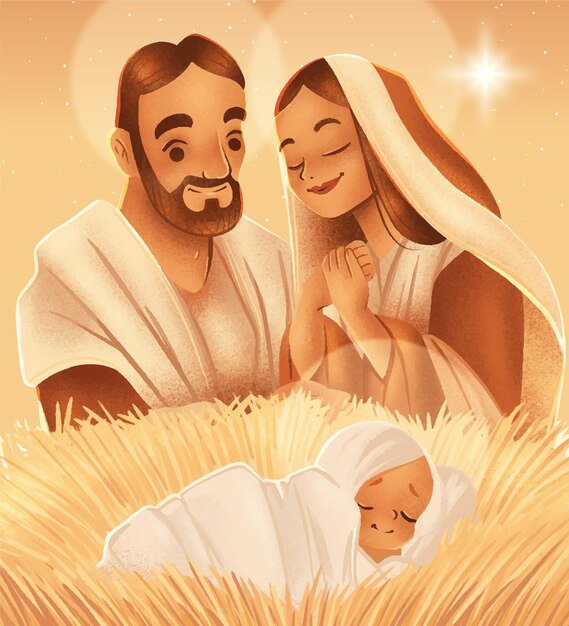 Hand drawn nativity scene illustration