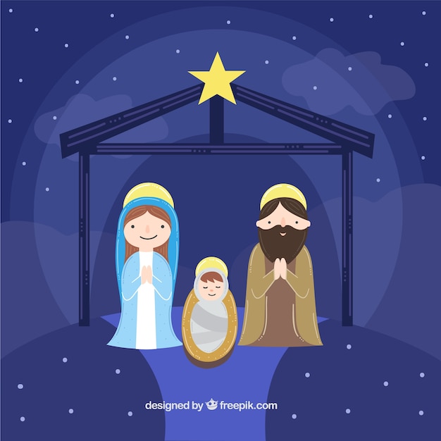 Hand drawn nativity scene