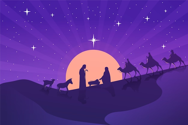 Free vector hand drawn nativity scene