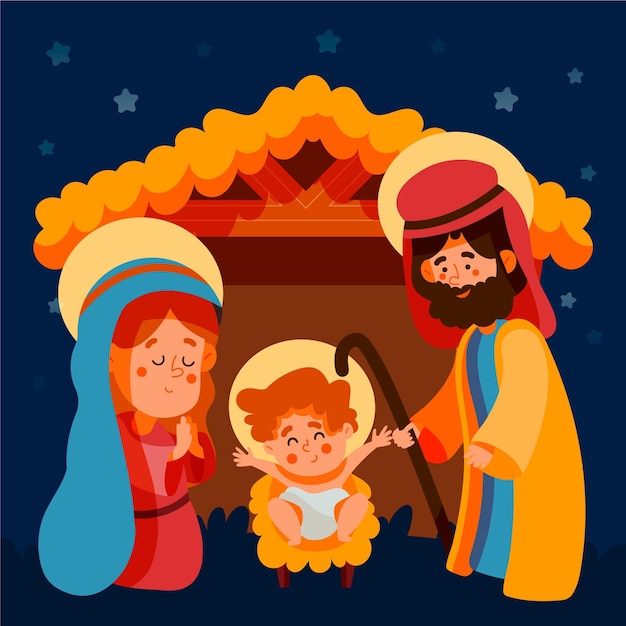 Presepe disegnato a mano