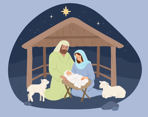 Free vector hand drawn nativity scene