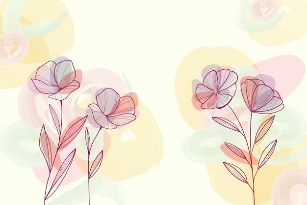 無料ベクター 手描きの自然の花の背景