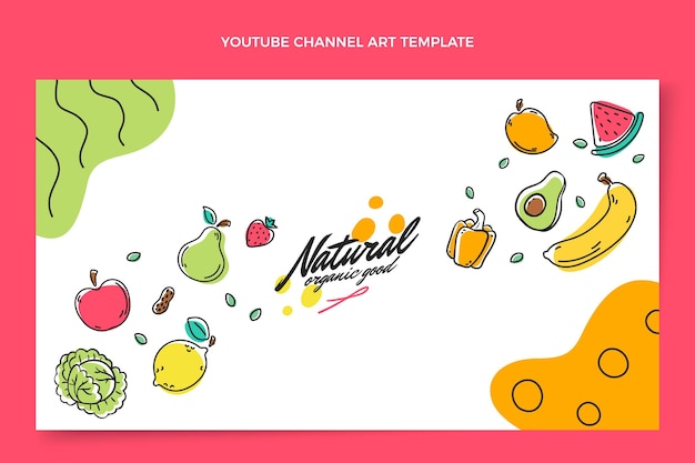 Hand drawn natural food youtube channel art