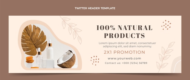 Free vector hand drawn natural products twitter header