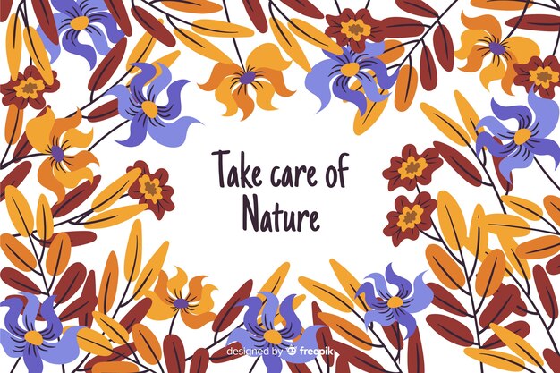 Hand drawn nature background with quote