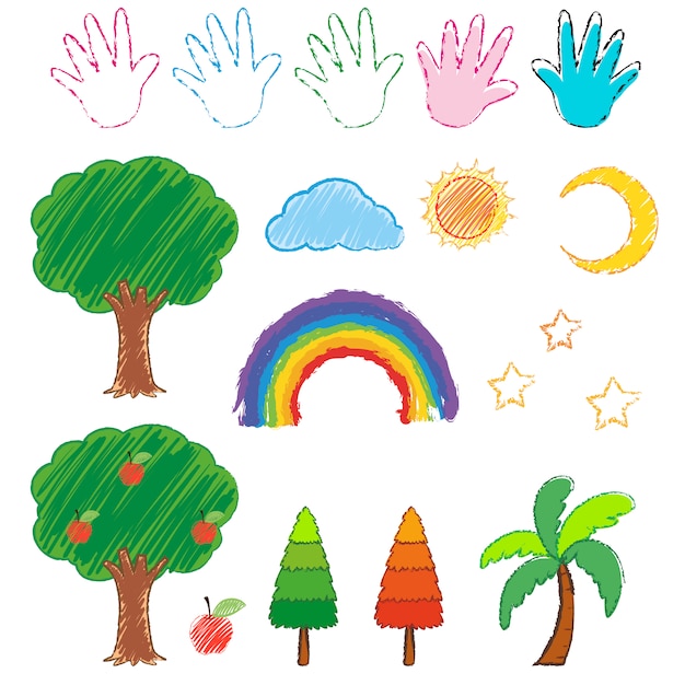 Free vector hand drawn nature elements