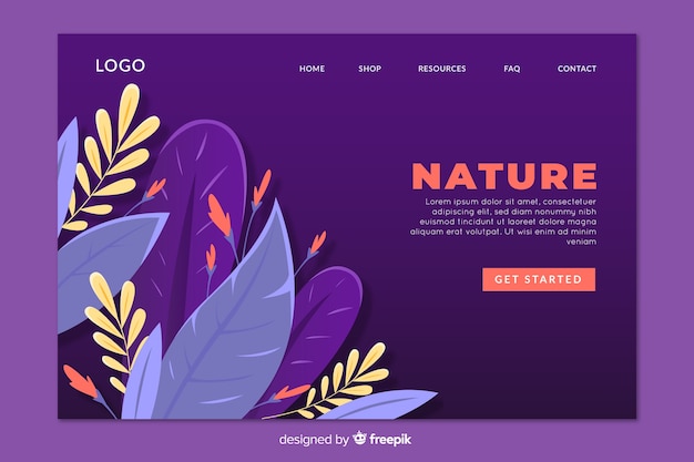 Hand drawn nature landing page template