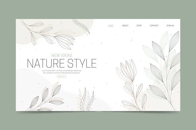 Free vector hand drawn nature landing page template