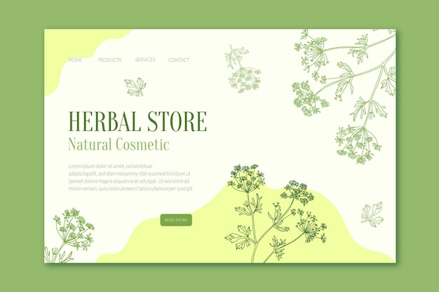 Hand drawn nature landing page template