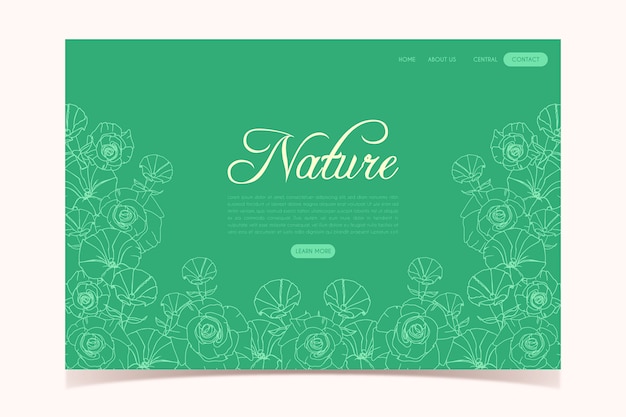 Hand drawn nature landing page template