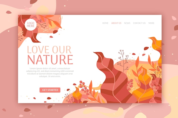 Free vector hand drawn nature landing page template