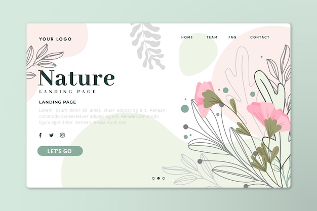 Free vector hand drawn nature landing page template