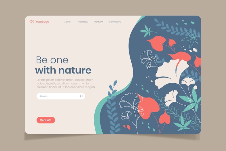 Free Vector hand drawn nature landing page template