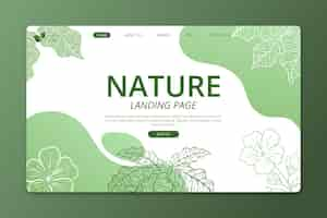 Free vector hand-drawn nature landing page template