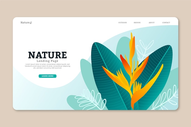 Free vector hand drawn nature landing page template