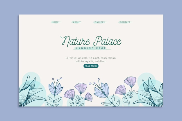 Hand drawn nature landing page template