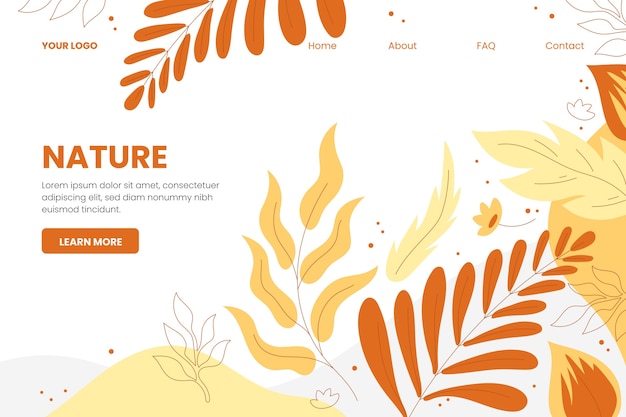 Hand drawn nature landing page template