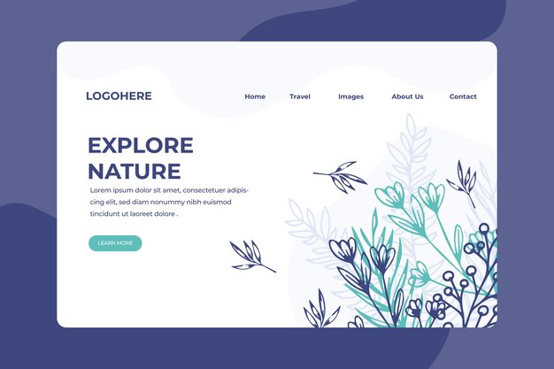 Hand drawn nature landing page template