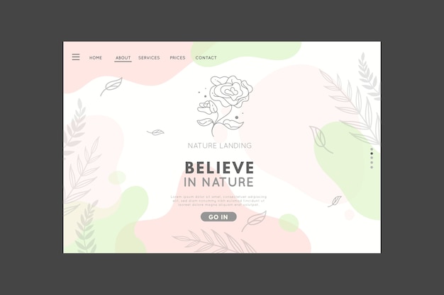 Hand drawn nature landing page template