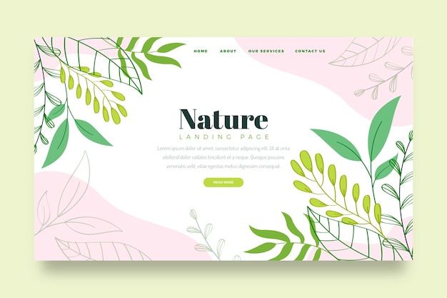 Free vector hand drawn nature landing page