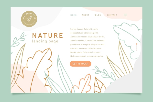 Free vector hand-drawn nature landing page