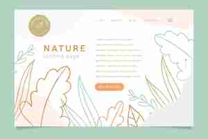 無料ベクター 手描きの自然のランディングページ