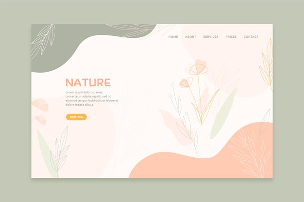 Hand drawn nature landing page