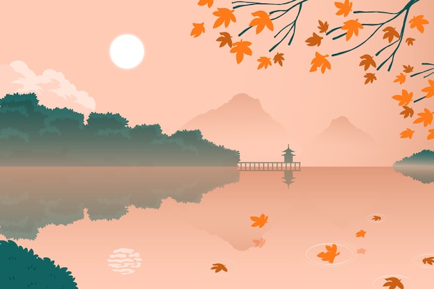 Free vector hand drawn nature scenes illustration