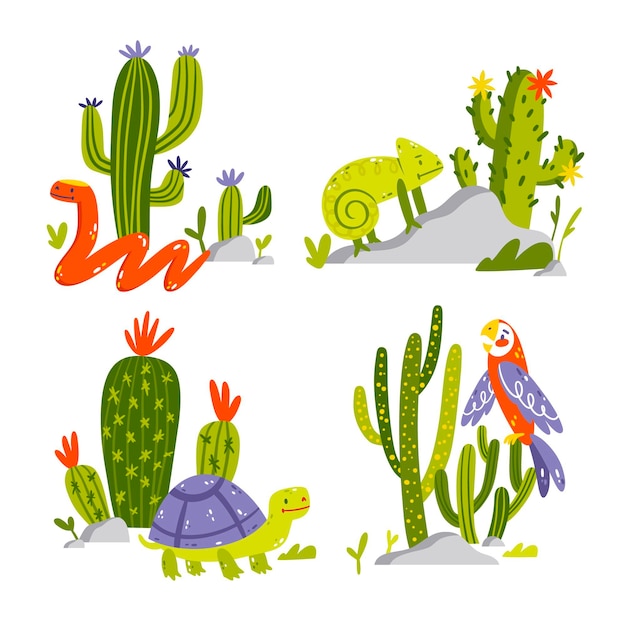 Free Vector hand drawn nature stickers collection