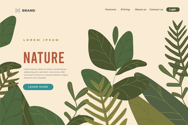 Hand drawn nature template landing page