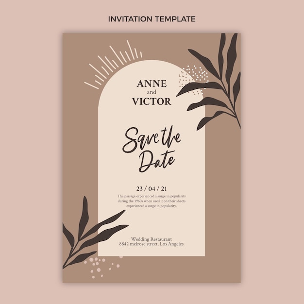 Free vector hand drawn nature wedding invitation