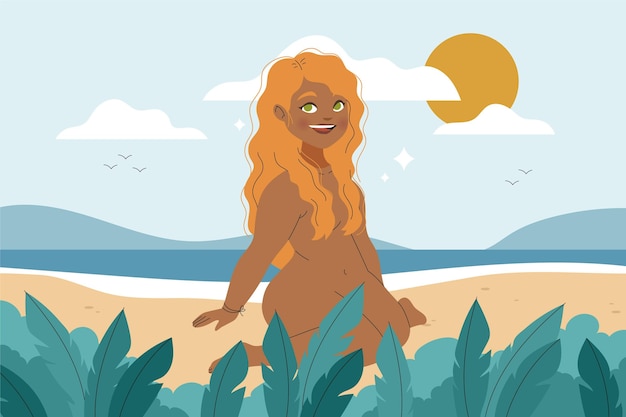 Vettore gratuito illustrazione disegnata a mano di concetto di naturismo