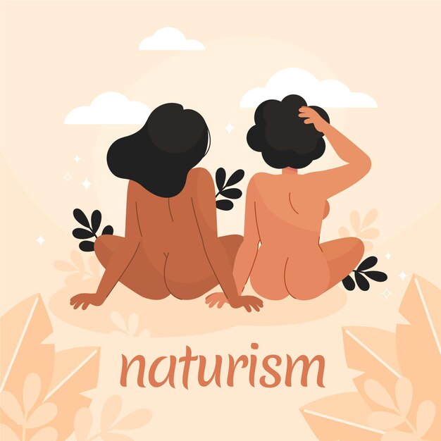 Vettore gratuito illustrazione disegnata a mano di concetto di naturismo